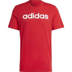 adidas Sportswear Essentials Single Jersey Linear Geborduurd Logo T-shirt - Heren - Rood- L