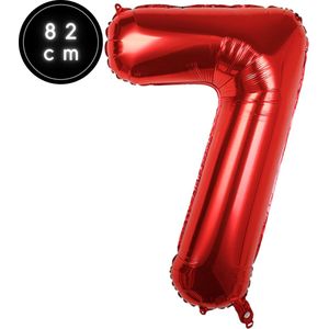 Cijfer Ballonnen - Nummer 7 - Rood - 82 cm - Helium Ballon - Fienosa