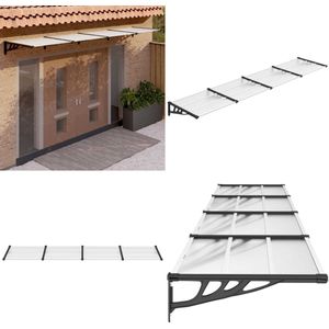 vidaXL Deurluifel 396x90 cm polycarbonaat zwart en transparant - Deurluifel - Deurluifels - Afdak Voordeur - Luifel Voordeur