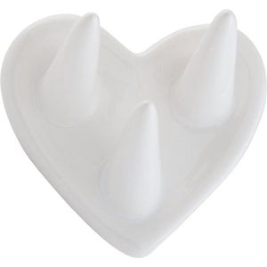 Clayre & Eef Sieradenhouder Hart 9*8*6 cm Wit Keramiek Sieradenrekje Juwelenhouder