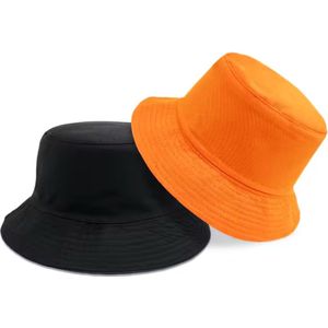 Bucket Hat Deluxe - Omkeerbaar Vissershoedje - Oranje & Zwart - WK & EK - Koningsdag - Reversible - Dubbellaags - Maat 58 cm - Heren - Dames - Festival Accessoire - Festivalhoedje - Regenhoedje - Zonnehoedje - Emmerhoed - Hoed - Unisex