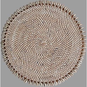 placemats whitewash Set 2 stuks. placemats schelpen Kauri onderzetters Bohemien