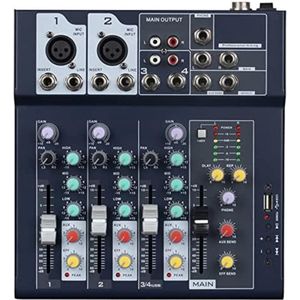 Mengpaneel dj - Mengpaneel mixer - Mengpaneel met versterker - Mengpaneel bluetooth - 31,9 x 26,7 x 8 cm - 4 kanalen