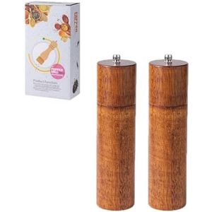 Selbro ® 2 stuks houten zout- en pepermolen met keramische molen, verstelbare kruidenmolen, inclusief geschenkdoos - 21 cm