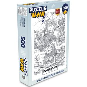 Puzzel Kaart - Rotterdam - Rivieren - Legpuzzel - Puzzel 500 stukjes