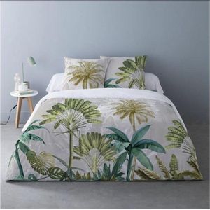 2-Persoonsdekbedovertrek Travelers Palm 240x220 cm - met 2 kussenslopen- 100% percale katoen