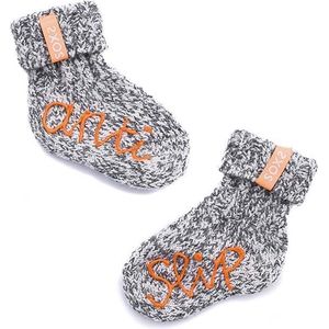 SOXS® Warme Wollen Baby Sokjes Antislip – Grijs – Orange label – Maat 19/28