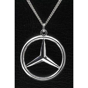 Zilveren Mercedes ster ketting hanger - groot