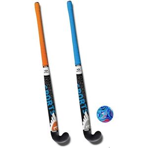 Angel Sports - Hockeyset indoor / outdoor 34 Inch - met bal - Oranje en Blauw - in Draagtas