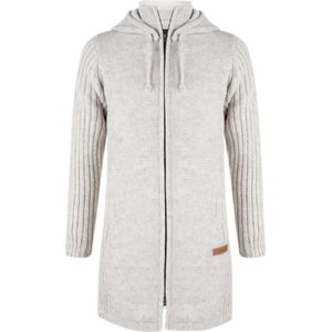 Gebreid Wollen Dames Vest van Schapenwol met Katoenen Voering en afneembare capuchon - SHAKALOHA - W Supermodel ZH Beige 3XL