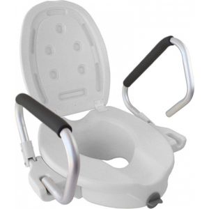 Mobiclinic Guadiana - Toiletverhoger - WC verhoger - Max. 100 kg - Toilet verhogen voor gehandicapten en senioren - Met deksel en armleuningen - Voor de meeste toiletten - Wit