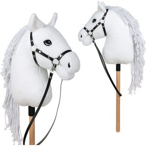 Pink Papaya Hobby Paard, met halster en trens, stokpaardje voor hobby horsing, paard om op te rijden voor kinderen