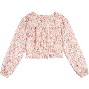 NoNo zomer blouse meisjes - geel - cropped, AOP bloemen - Timba