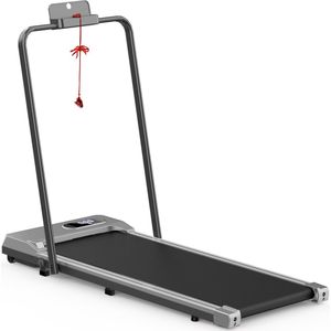 Loopband - Inklapbaar loopband Elektrisch met armleuningen, 1-8 km/u - met afstandsbediening en LCD-display - Walkingpad - Treadmill - Zilver