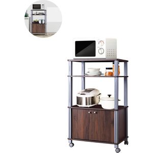 Magnetronkast - Keukenkast - Keukenrek Staand - Ovenkast - Rek - 60 x 40 x 98 cm - Organizers - Dubbele Draagplank - Aanrecht Organiser