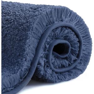 Zachte badmat, antislip, superabsorberende mat van dikke en pluizige microvezel, sneldrogend, machinewasbaar, 60 x 90 cm (marineblauw)