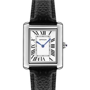 Geduo - Luxe HerenHorloge - Polshorloge - Heren - Cadeau - Horloge - Geschenkdoos - Mannen - Zilver en Wit - Zwarte Lederen Band