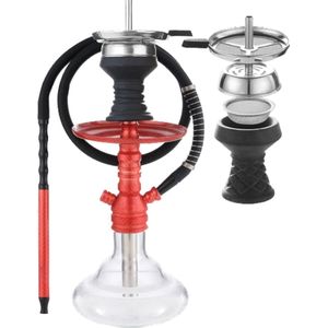 Shisha Set met Siliconen Pijp en Accessoires - Complete Waterpijp Set Rood