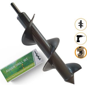 Grondboor voor boormachine - 8x25 cm - zwart - eenvoudig gebruik - compacte handgrondboor