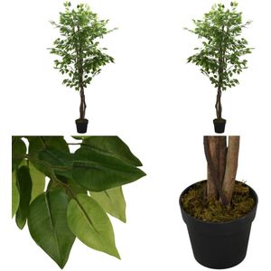 vidaXL Kunstplant ficus 378 bladeren 80 cm groen - Kunstficusboom - Kunstficusbomen - Kunstplant - Nepplant