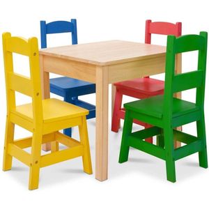 Melissa & Doug - Kindertafel met 4 Stoelen - Primaire Kleuren