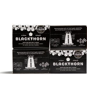 Blackthorn Schotse Gourmet Zeezoutvlokken 0,48kg | Scottish Sea Salt Flakes | Natuurlijk Zout | Natuurlijk en Ongeraffineerd | Duurzame Productie | Mineraalrijk Veganistisch | Culinair zeezout 4x120gr