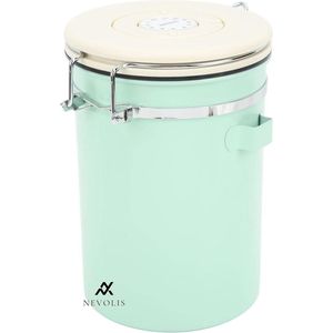 Nevolis Canister Sets Kitchen Counter - Coffee Airtight Food Grade Container Scoop - Mint Green Stainless Steel Tea Snugs (1.8L) .