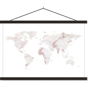 Schoolplaat - Textielposter - Wereldkaart - Marmer - Koper - 90x60 cm - Textiel poster