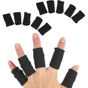 Vinger Mouwen Beschermers 10 STKS Duim Spalk Brace - Vingerondersteuning Elastische Compressie - Pijnverlichting Artritis - Zwart .