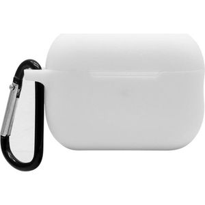 Luxe Siliconen Hoesje Geschikt Voor Apple AirPods Pro 2 (2022) Draadloze Oordopjes - Soft Case Cover Protector - Draadloze Oplaadcase Opbergcase Travel Beschermhoes - Reis Opberghoes Shell Beschermer Hoes - Met Karabijn Haakje Clip - Wit