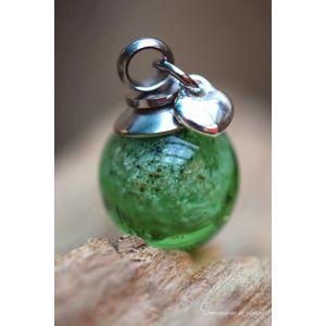 Urn-crematie As Hanger Van Glas Met 925 Zilveren Hartje Inclusief Rvs Ketting Met Verleng Sluiting En Bedeltje-crematie As Vast In Glas-transparant Licht Groen-gedenk Sieraad-urn Mens-urn Dierbare-urn Hond-urn Kat-urn Dier-andere Kleuren Mogelijk!