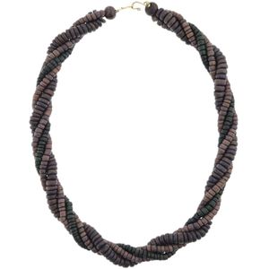 Behave – Kokos ketting – 55 cm – Dieppaars en donkergroen