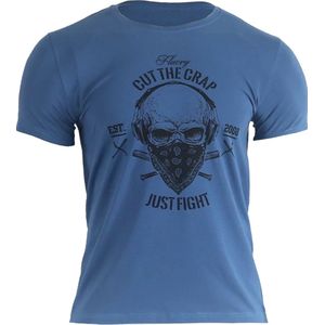 Fluory Cut the Crap Just Fight T-shirt Blauw maat XL