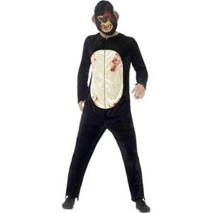 Smiffy's - Aap & Gorilla & Baviaan & King Kong Kostuum - Agressieve Zombie Chimpansee - Man - Zwart - Large - Halloween - Verkleedkleding