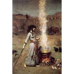 John William Waterhouse - The Magic Circle, De Magische Cirkel Canvas Print