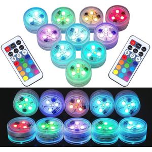 Mini LED Onderwaterlicht - Meerkleurige Theelichtjes met Afstandsbediening voor Tuin, Aquarium en Zwembad - Set van 10