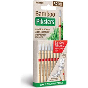Piksters Bamboe Rechte Ragers - Maat 4 - Rood - 32 stuks