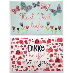 2 Wenskaarten - Veel Liefs + Dikke Knuffel – 12 x 17 cm