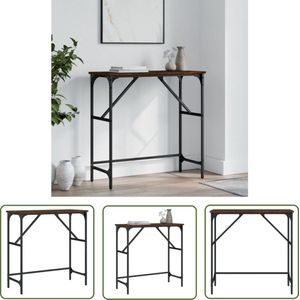 The Living Store Wandtafel 75x32x75 cm bewerkt hout bruin eikenkleur - Wandtafel Industrieel - Houten Wandtafel - Bijzettafel Industrieel - Kleine Wandtafel - Vintage Wandtafel