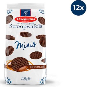 Daelmans Mini Chocolade Stroopwafels - Doos met 12 zakjes - 25 mini chocolade stroopwafels per zakje (280 Koeken)