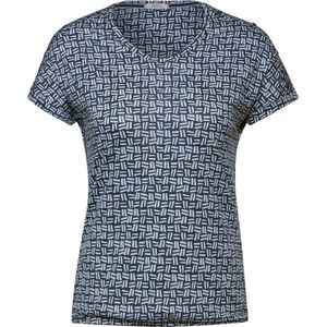 CECIL TOS Button T-shirt With Minimal print Dames T-shirt - universal blue - Maat L