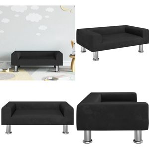 vidaXL Kinderbank 70x45x26,5 cm fluweel zwart - Kinderbank - Kinderbanken - Kinder Bank - Kinderbankje