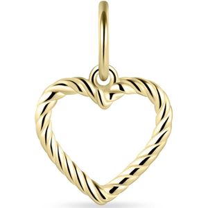 Gisser Jewels - Hanger excl. Collier - Hart Gedraaid - 14mm x 10mm - 14 Karaat Geel Goud