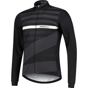 Rogelli Stripe Winterjack - Fietsjack Heren - Zwart/Wit - Maat 3XL