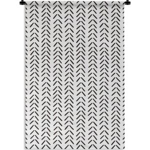 Wandkleed Kinderkamer Patroon - Kinderpatroon met strepen in v-vorm in zwart-wit Wandkleed katoen 120x180 cm - Wandtapijt met foto XXL / Groot formaat!