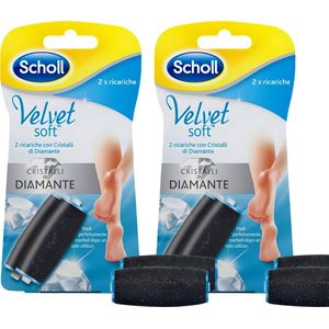 Scholl - Elektrische Eeltverwijderaar - Navulling - Velvet Soft - Extra Grof - Voetvijl - Diamantkristallen - 4 Stuks