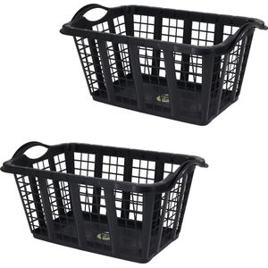 Storage Solutions wasmanden met handvatten 3x stuks - zwart - 37 liter