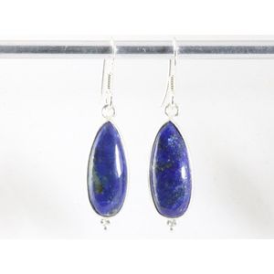 Druppelvormige zilveren oorbellen met lapis lazuli