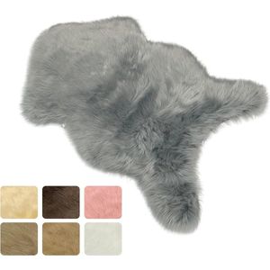 Ecologisch kunstbont tapijt lamsleer imitatie bedmat mat voor stoel bank - woonkamer slaapkamer kinderkamer - lichtgrijs - 60 x 80 cm - Furryvalley