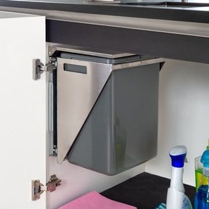 Eleganca Uittrekbare Afvalbak - 20 L – Inbouw Prullenbak - Afvalscheidingsprullenbakken - RVS Frame - Inbouw Afvalemmer – Inbouwvuilbak - Afvalemmer Keukenkastje - Antraciet